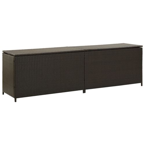 Vidaxl Noir Boîte De Rangement De Jardin Résine Tressée 200X50x60 Cm Marron