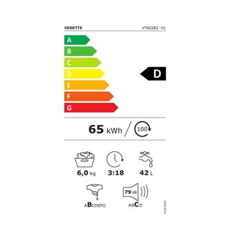Lave-linge Top 6 kg - essorage 1200 trs - D (A++) - Elec.Led - Départ Différé 3-6-9-12h - 9 programmes dont "Hygiène"- 4 Options dont "Repassage facile et Favori" - poignée blanche - 79 dB(A) (Classe C)