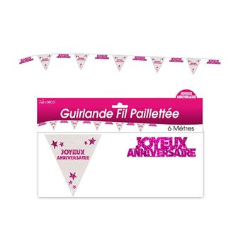 Guirlande Fil Joyeux Anniversaire Rose Article De Fete Achat