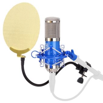 Pronomic CM-100BG Microphone Studio Condensateur XLR Avec Suspension Et Anti-Pop - Idéal Chant Et Instruments