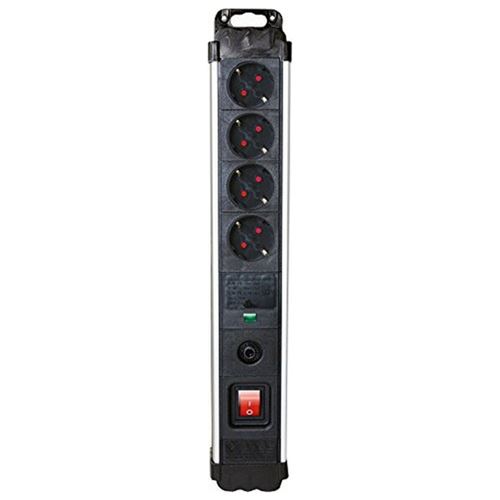 Rallonge 4 prises Schuko avec interrupteur Silver Electronics 3680W Noir