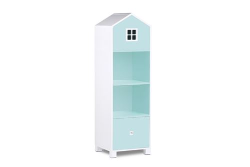 MIRUM - Bibliothèque chambre enfant - 3 niches + 1 tiroir - 47 x Blanc/Bleu