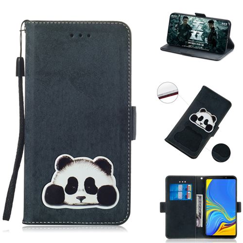 Etui en PU Impression de motifs vintage bleu foncé pour votre Samsung Galaxy A9 (2018)/A9 Star Pro/A9s