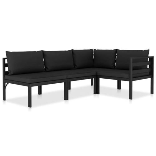 VIDAXL  salon de jardin 4 pcs avec coussins aluminium anthracite 49231