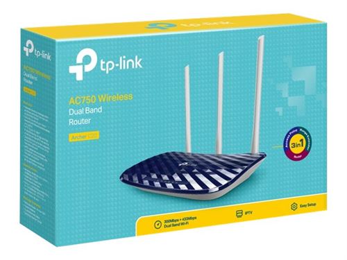 TP-Link Archer C20 AC750 - V5 - draadloze router - 4-poorts switch - 802.11a/b/g/n/ac - Dual Band