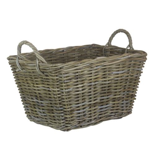 Petit rectangulaire gris rotin sol Panier de rangement