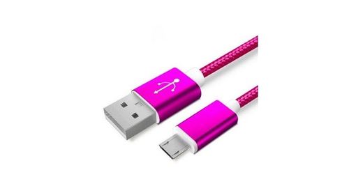 Cable Metal Nylon Pour Htc Desire 10 Lifestyle Android Chargeur Usb/micro Usb 1,5m Connecteur Tresse (rose Bonbon)