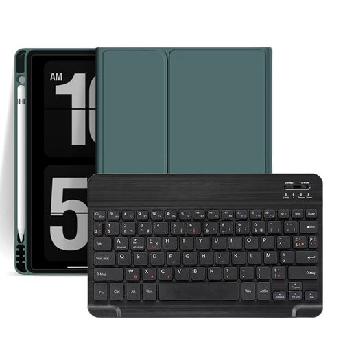  &Eacute;tui HSMY en Silicone avec Clavier Fran&ccedil;ais AZERTY Bluetooth pour iPad Pro 11 2020 - Vert fonc&eacute;&Noir 