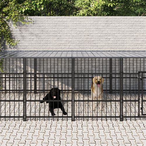 Meilleurs prix pour vidaXL Hondenkennel met dak 15,02 mÂ² staal3124613