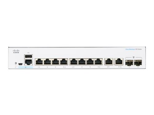 Cisco Business 250 Series Cbs250-8T-E-2G - Commutateur - C3 - Intelligent - 8 X 10/100/1000 + 2 X Sfp Gigabit Combiné - Montable Sur Rack