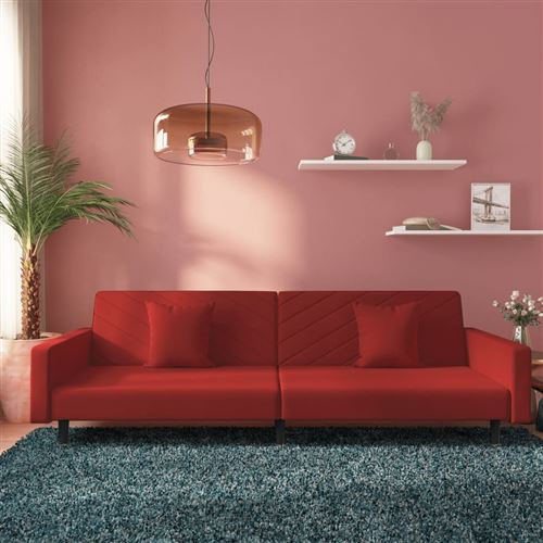 Non Communiqué Rouge Vidaxl Canapé-Lit À 2 Places Et Deux Oreillers Bordeaux Velours