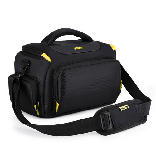 Camera bag, medium - sized, black, Style B, suitable for Nikon D3000, dimensions 26×14×18 cm.