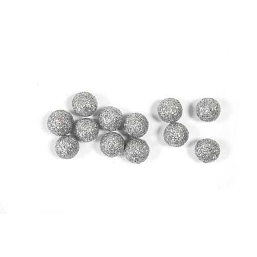 40 boules décoration mousse pailletée 12mm argent - ADT028AR