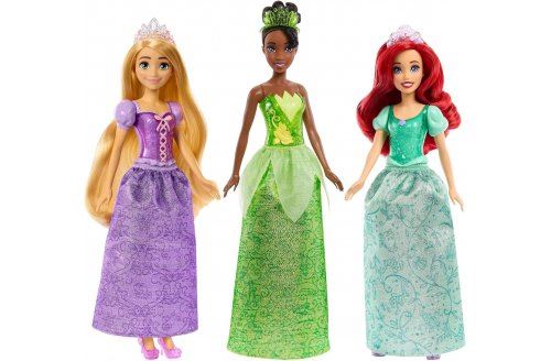 Coffret 3 poupées disney ariel tiana raiponce + 2 accessoires - poupee mannequin 30 cm - set princesse et 1 carte - jouet fille