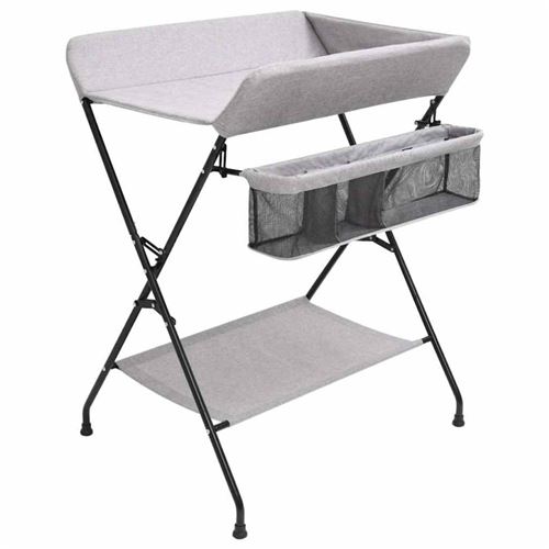 vidaXL Table à langer Gris clair Fer