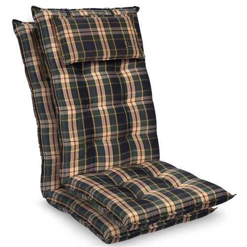 Coussin - Blumfeldt Sylt - Pour chaise de jardin à dossier haut avec appuie-tête - Polyester - 50x120x9cm - Lot de 2 - Vert/Jaune