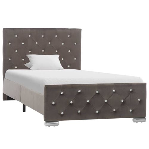 vidaXL Cadre de lit Gris Tissu 90 x 200 cm