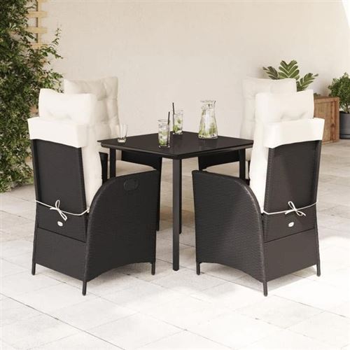Vidaxl Noir Ensemble De Jardin 5 Pcs - Image 2