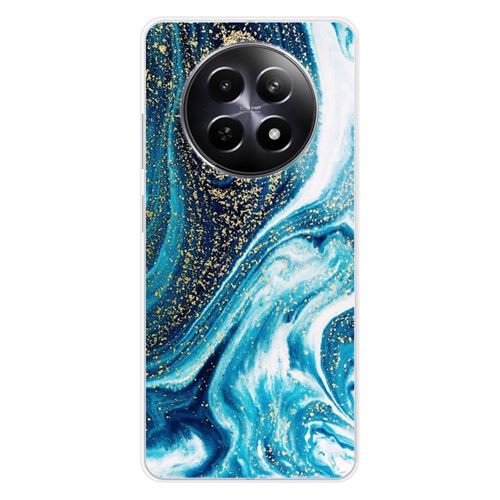 Coque en silicone imprimée compatible Realme 12 5G Marbre Bleu Pailleté