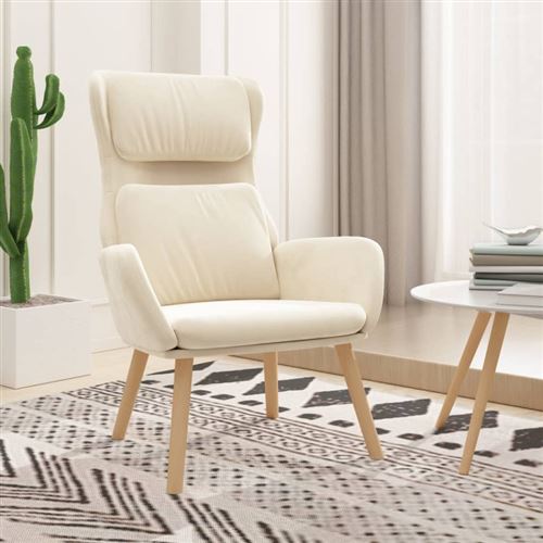 VIDAXL - Fauteuil de relaxation - Velours - Blanc - Image 2