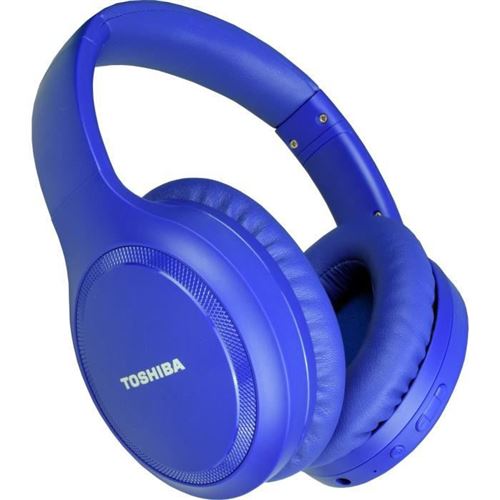Toshiba RZE-BT1200HL - Écouteurs avec micro - sur-oreille - Bluetooth - sans fil, filaire - Suppresseur de bruit actif - jack 3,5mm - bleu