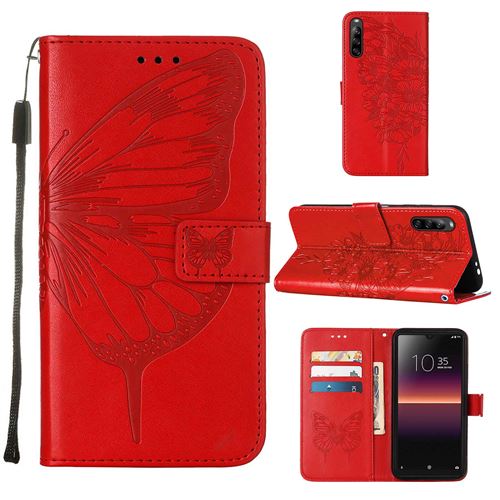 MPFRANCE Housse pour Sony Xperia L4 Rouge [Papillon V3]