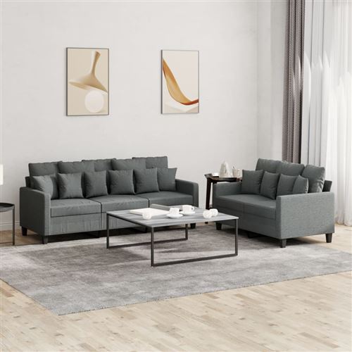 Non Communiqué Gris Foncé Vidaxl Ensemble De Canapés 2 Pcs Avec Coussins Tissu