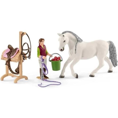Figurine cavalière de compétition avec cheval Schleich en multicolore