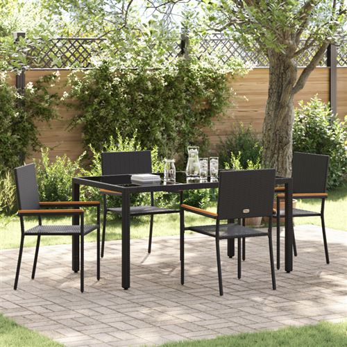Vidaxl Noir Ensemble De Salle À Manger Pour Jardin 5 Pc Polyrotin - Image 2