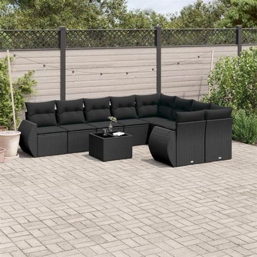 Vidaxl Noir Salon De Jardin 10 Pcs Résine Tressée - Image 3