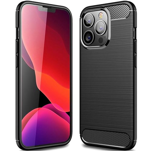 coque pour iphone 14 pro max noire aspect carbone