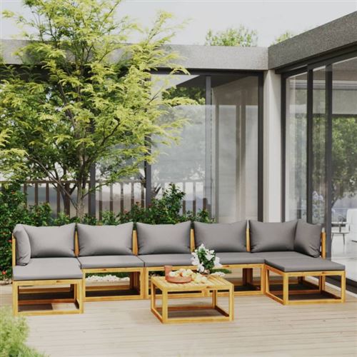 Non Communiqué Gris Salon De Jardin Modulable Vidaxl 7 Personnes 8 Pieces Bois Massif 70 X 68 X 60 Cm
