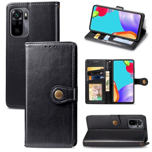 MPFRANCE Housse pour Xiaomi Redmi Note 10 4G Noir [Porte Carte, etui portefeuille, boucle]