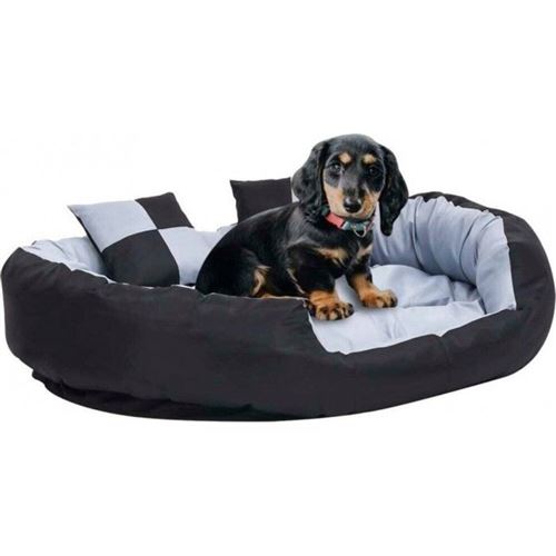 vidaXL Coussin réversible lavable pour chien Gris et noir 110x80x23 cm