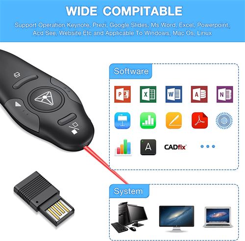 USB sans fil Présentateur télécommande PPT powerpoint présentation