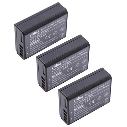 vhbw 3x Batteries compatible avec Canon EOS Kiss X50, Kiss X70 appareil photo, reflex numérique (800mAh, 7,2V, Li-ion) - Remplacement pour LP-E10