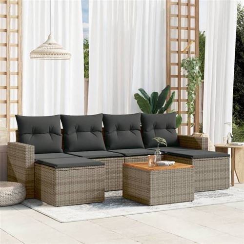 Non Communiqué Gris Salon De Jardin Modulable Vidaxl Rotin 7 Pieces 62 X 55 X 69 Cm