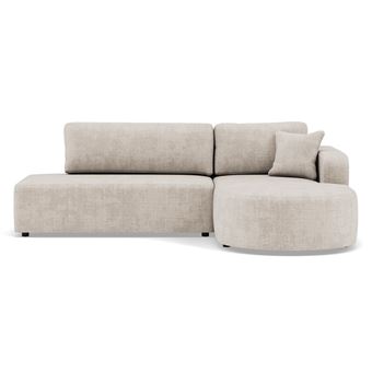 Miro - Canapé d'angle droit 4 places convertible avec coffre en velours texturé - Beige - 1