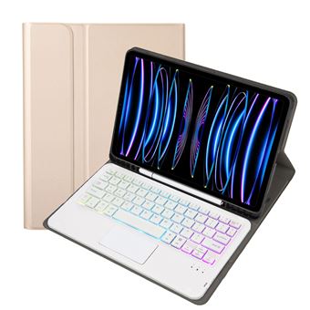Housse avec clavier FLOODKING iPad Pro 11 2022/2021/2020/2018 – Bluetooth, rétroéclairé, trackpad, Or - 1