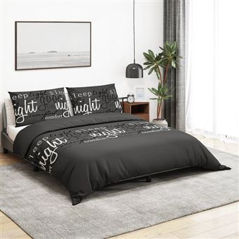 Ensemble de housse de couette Noir 200x200 cm Coton - 1