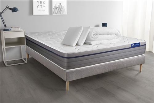 Actisom - Ensemble Matelas et Sommier - 140x190 cm - Latex - Gris - Image 3