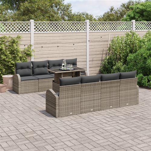 VIDAXL - Salon de jardin - 9 pièces - Gris - Image 2