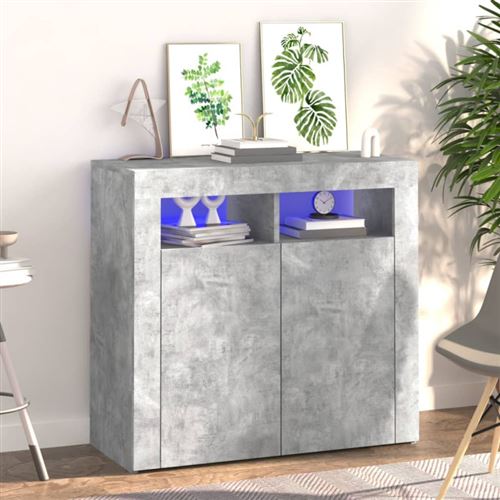 Vidaxl Gris Buffet Avec Led - Béton - Image 3