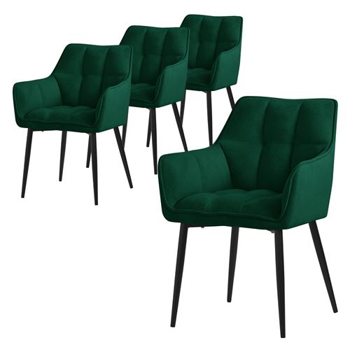 Non Renseigné Vert Ml-Design Lot De 4 Chaises Salle À Manger En Tissu Eponge, Foncé, Chaises Cuisine - Image 3