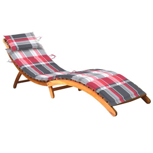 Non Communiqué Chaise Longue De Jardin Avec Coussin Bois D Acacia Solide