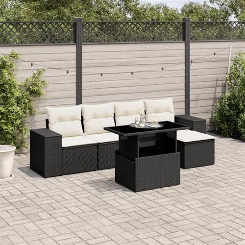 Non Communiqué Noir Salon De Jardin Modulable Vidaxl Resine Tressee 6 Pieces X 83 X 69