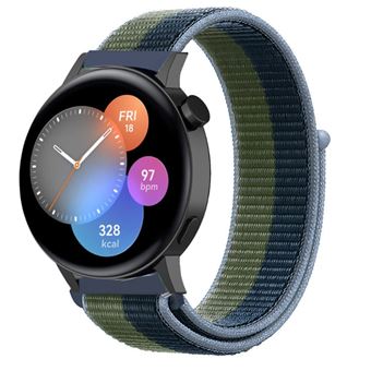 Strap-it Bracelet nylon - compatible pour Huawei Watch GT 3 42mm (vert et bleu) - 1