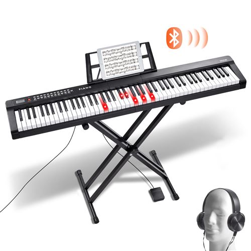 Non Communiqué Noir Et Blanc Vevor Clavier Électronique 88 Touches Semi-Lestées Avec Support Réglable Double-X