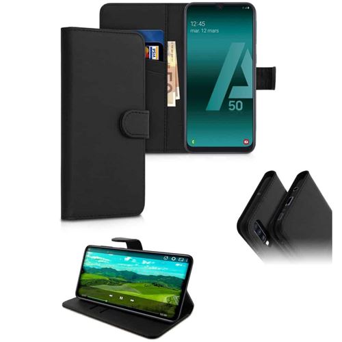 Etui de protection portefeuille pour Samsung Galaxy A50 -Noir