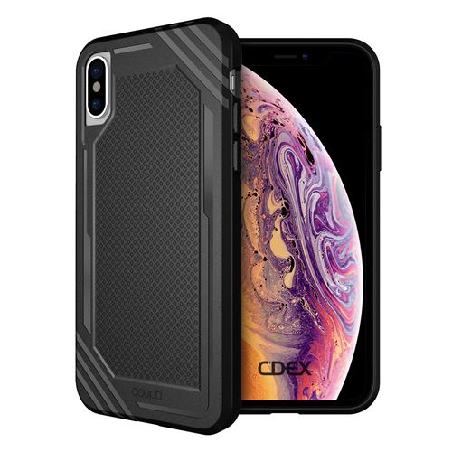 doupi Fashion Armor Coque pour iPhone Xs (iPhone 10s) 5,8 pouces, [Chargeur sans fil pris en charge] Design Housse de Protection Bumper Case Cover, noir
